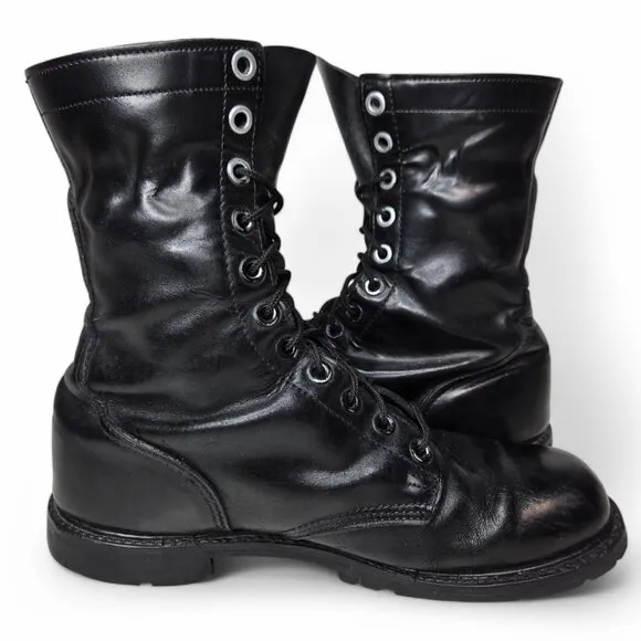 Corcoran Black Patent Leather Boots Men's Military Lace Up Goth Trooper 10.5