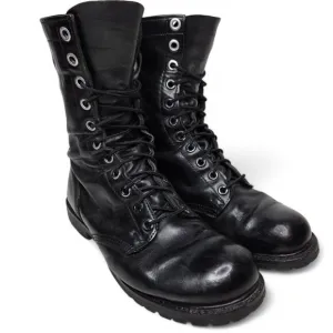Corcoran Black Patent Leather Boots Men's Military Lace Up Goth Trooper 10.5