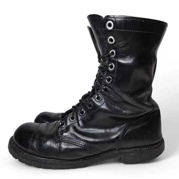 Corcoran Black Patent Leather Boots Men's Military Lace Up Goth Trooper 10.5
