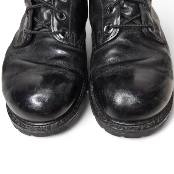 Corcoran Black Patent Leather Boots Men's Military Lace Up Goth Trooper 10.5