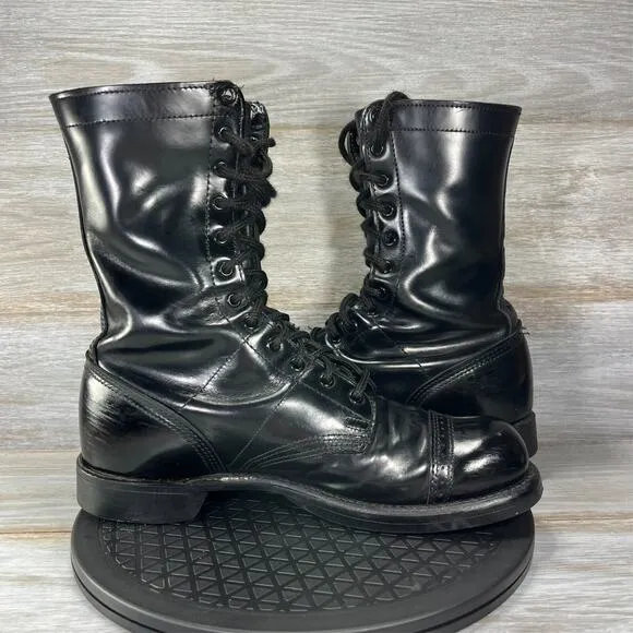 Corcoran Men's Paratrooper Military Black Leather Lace Up Combat Boots Size 10