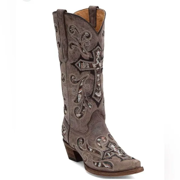 Corral Scarlett Cowboy\ Cowgirl Boot - Western boots with crosses &amp; sequin inlay