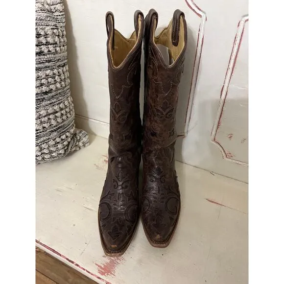 Corral womens size 10 brown leather cowgirl boots western