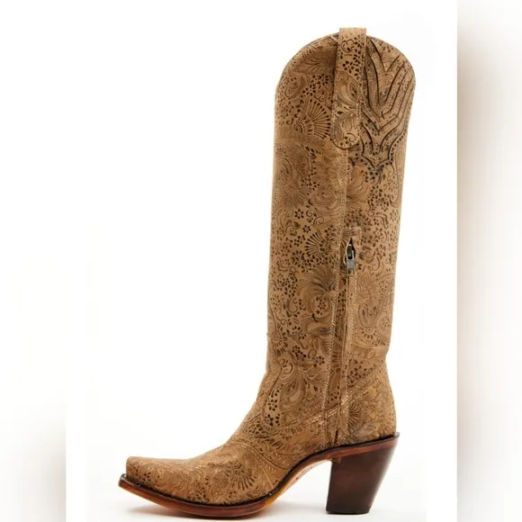Corral Women's Stamped Floral Suede Tall Western Boots