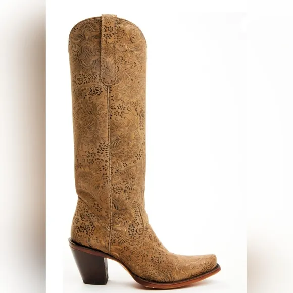 Corral Women's Stamped Floral Suede Tall Western Boots