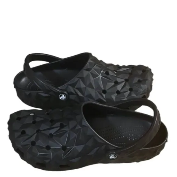 Crocs Classic Metallic Black‎ Clogs Size 8 Womens 6 Mens Unisex Adults