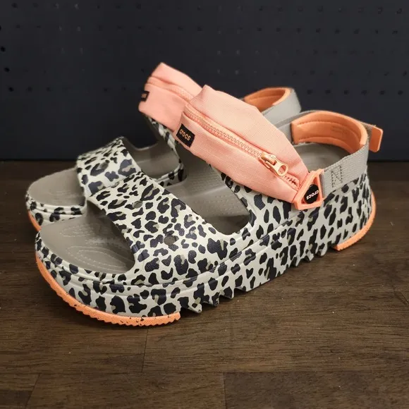 Crocs Hiker Xscape Animal Sandal Clog Khaki Leopard Size M12 New Rare 208611-2BY