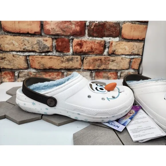 Crocs Kids' Sz 6 Disney Frozen Olaf Lined Sherpa Warm Classic Clog Big kid J6