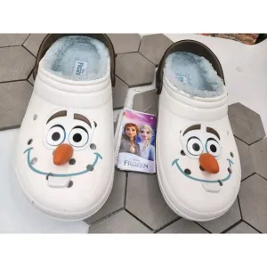 Crocs Kids' Sz 6 Disney Frozen Olaf Lined Sherpa Warm Classic Clog Big kid J6