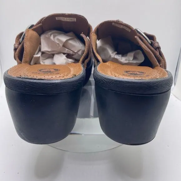 CROCS Women's 10 Brown Cobbler BuckleClog Mules Shoes Leather Sandals