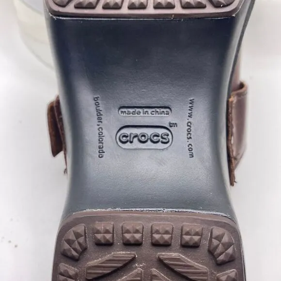 CROCS Women's 10 Brown Cobbler BuckleClog Mules Shoes Leather Sandals