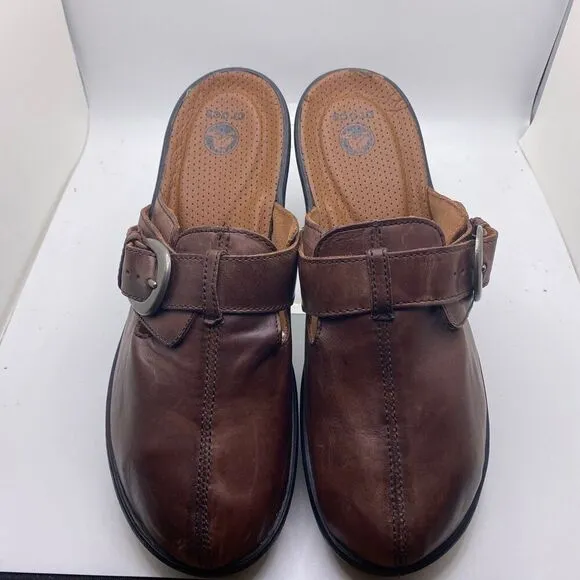 CROCS Women's 10 Brown Cobbler BuckleClog Mules Shoes Leather Sandals