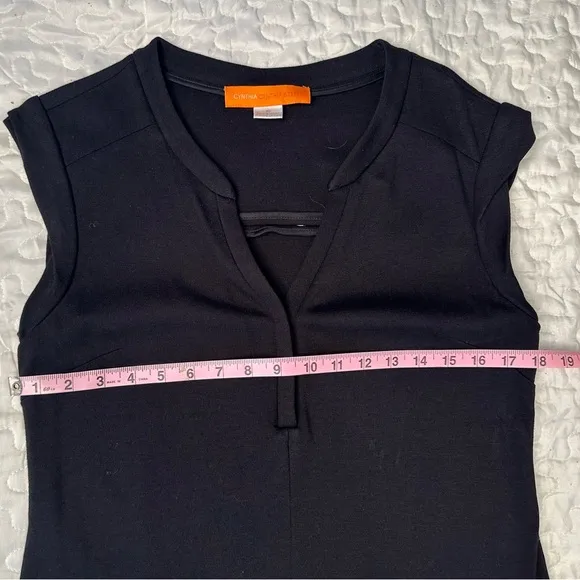Cynthia Steffe Black Utility Mini Dress Y2K Cap Sleeve Mod Pockets Stretch 10