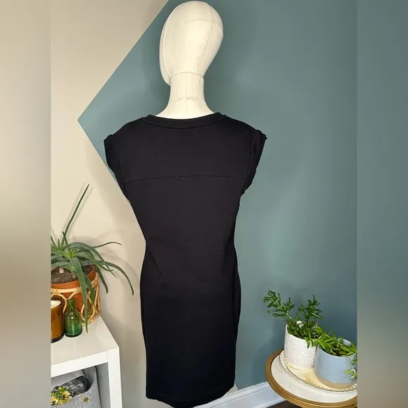 Cynthia Steffe Black Utility Mini Dress Y2K Cap Sleeve Mod Pockets Stretch 10