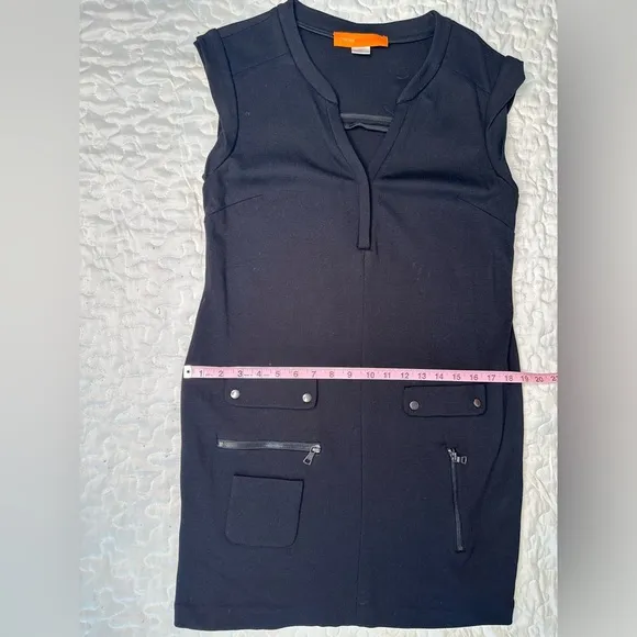 Cynthia Steffe Black Utility Mini Dress Y2K Cap Sleeve Mod Pockets Stretch 10