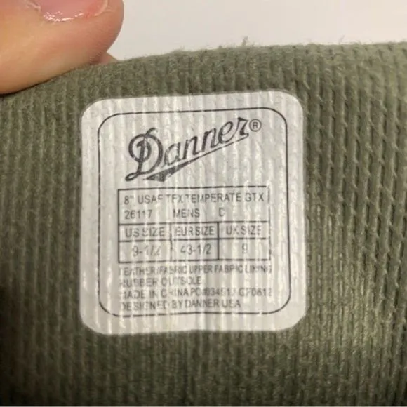 Danner Boots Men’s 9.5 Green Combat Military 8” USAF TFX Temperate GTX  26117