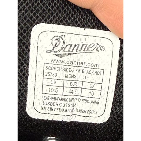 Danner Scorch Side Zip Hot 6&quot; Tactical Military Boots Black 25730 Mens 10.5 GUC