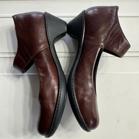 Dansko Bess Mary Jane Shoes Brown Leather Heel Hook &amp; Loop Size 36 US6