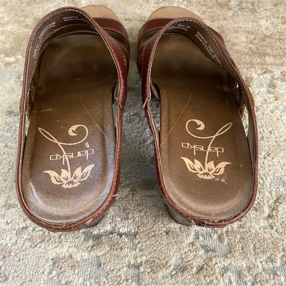 Dansko Nigella Brown Leather Strappy Wedge Heel Sandals Comfort Shoes Clogs: 41