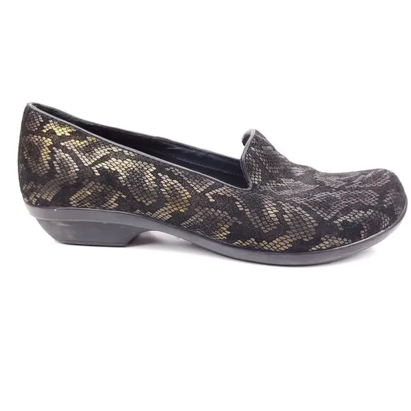 Dansko Olivia Bronze Snake Leather Comfort Slip On Clogs Shoes Size 37 US 6.5-7