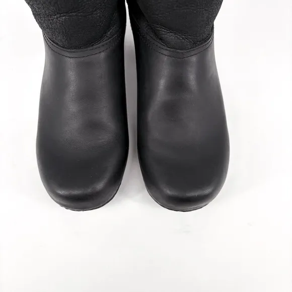 DANSKO | Stormy Shearling Fur Lined Clog Boots in Black Leather | Sz 8.5-9