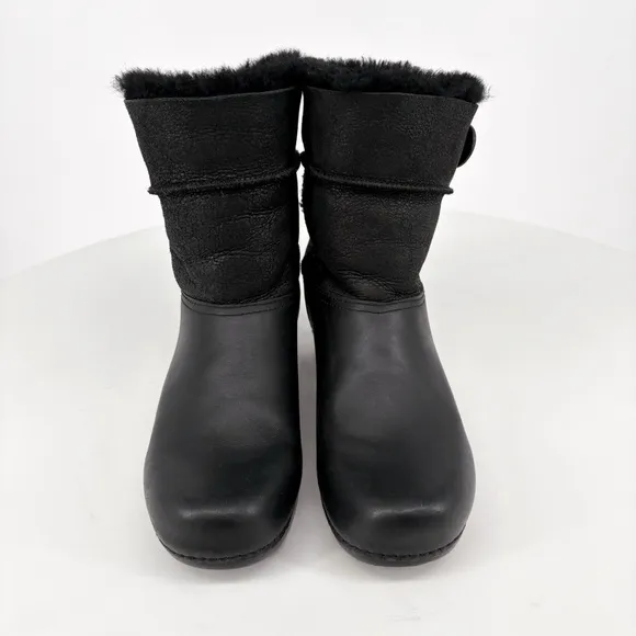 DANSKO | Stormy Shearling Fur Lined Clog Boots in Black Leather | Sz 8.5-9