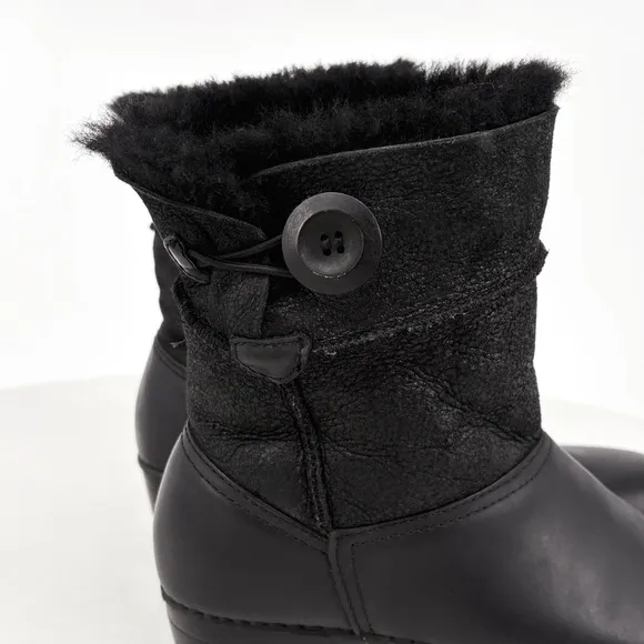 DANSKO | Stormy Shearling Fur Lined Clog Boots in Black Leather | Sz 8.5-9