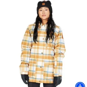DC Shoes Orange Blue Plaid Women's Bandwidth Snow Jacket