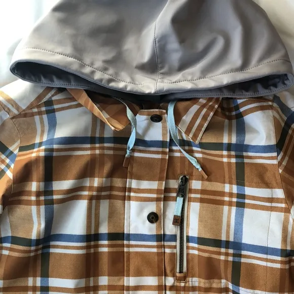 DC Shoes Orange Blue Plaid Women's Bandwidth Snow Jacket