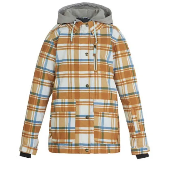 DC Shoes Orange Blue Plaid Women's Bandwidth Snow Jacket