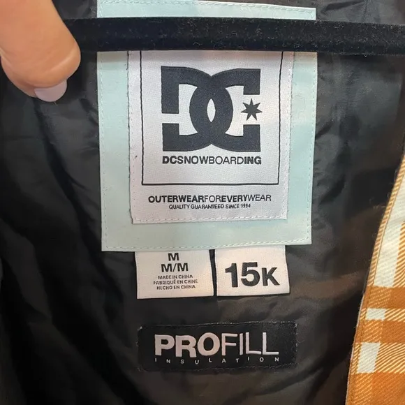 DC Shoes Snowboard Bandwidth Technical Winter Jacket Orange Plaid Size Medium