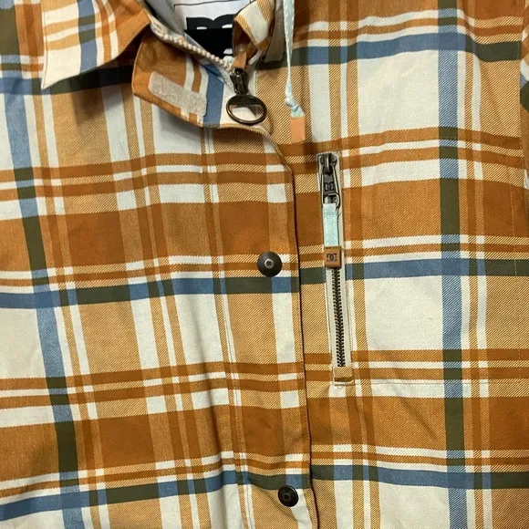 DC Shoes Snowboard Bandwidth Technical Winter Jacket Orange Plaid Size Medium