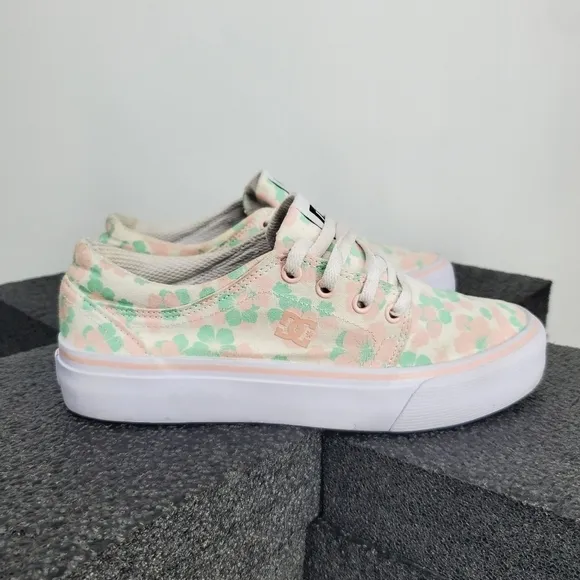 DC Shoes Youth 5 Girl's Trase TX Skate Shoes Floral Design Canvas