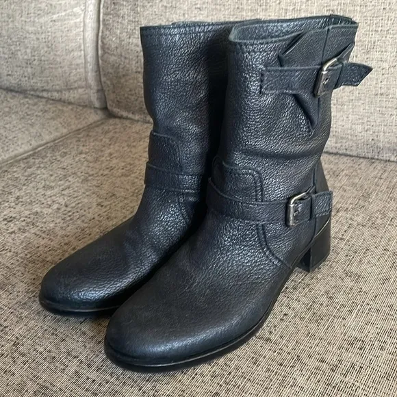 Delmar Black Leather Moto Booties Size 9 Made in Spain