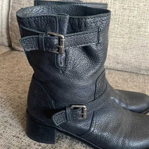 Delmar Black Leather Moto Booties Size 9 Made in Spain