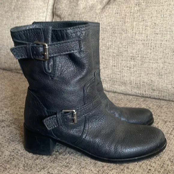 Delmar Black Leather Moto Booties Size 9 Made in Spain