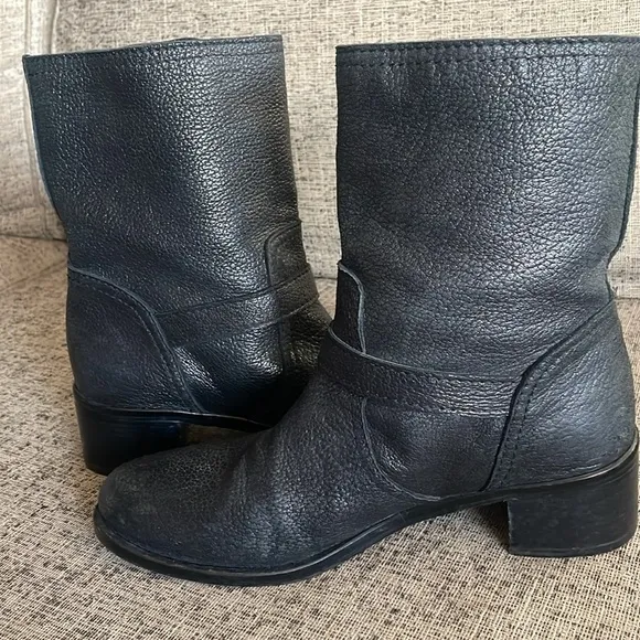 Delmar Black Leather Moto Booties Size 9 Made in Spain