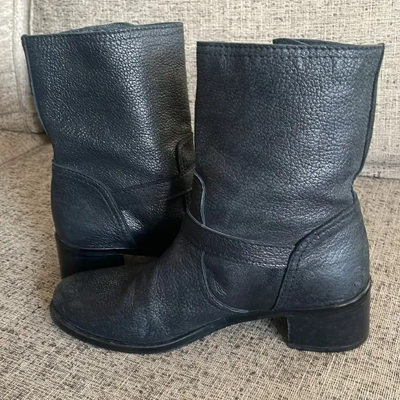 Delmar Black Leather Moto Booties Size 9 Made in Spain
