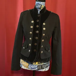 Designer CYNTHIA STEFFE Black Velvet MOD Rocker Military Blazer Jacket s…