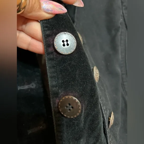 Designer CYNTHIA STEFFE Black Velvet MOD Rocker Military Blazer Jacket s…
