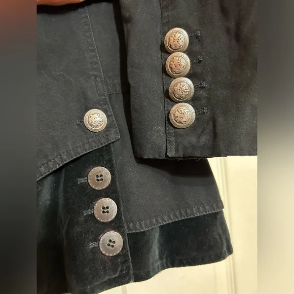 Designer CYNTHIA STEFFE Black Velvet MOD Rocker Military Blazer Jacket s…