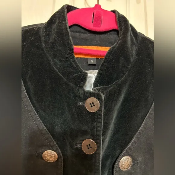 Designer CYNTHIA STEFFE Black Velvet MOD Rocker Military Blazer Jacket s…