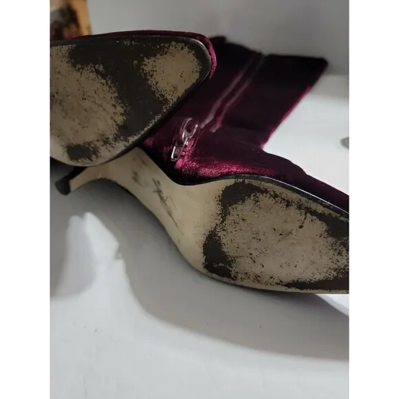 DG2 by Diane Gilman Tall Boots Women 7.5 Velvet Embroidered Bedazzled Zip Up