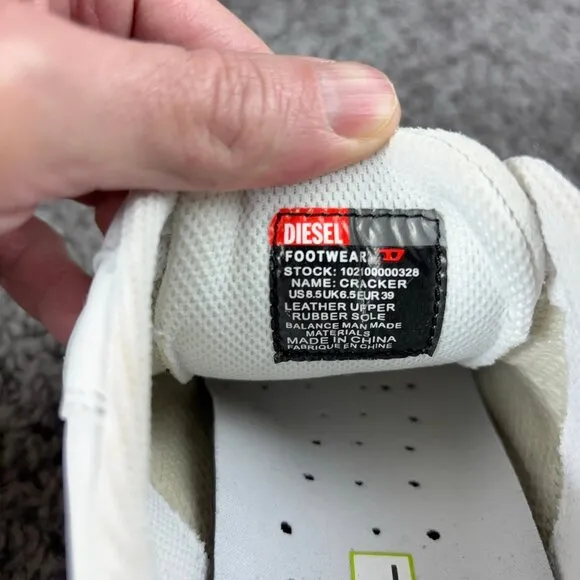 Diesel Cracker Sneaker Womens 8.5 Vintage Y2K Leather White Black Yellow Shoe