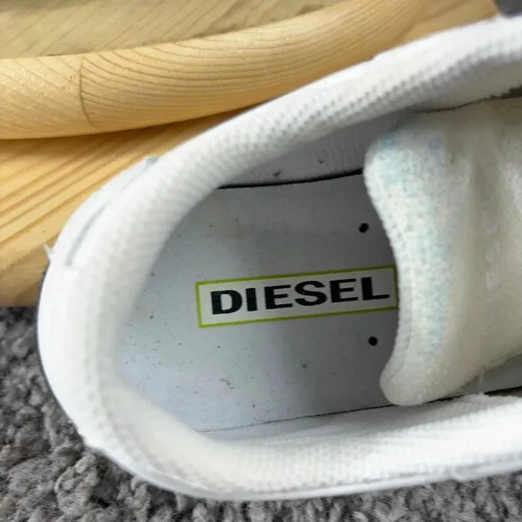 Diesel Cracker Sneaker Womens 8.5 Vintage Y2K Leather White Black Yellow Shoe
