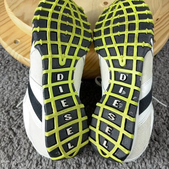 Diesel Cracker Sneaker Womens 8.5 Vintage Y2K Leather White Black Yellow Shoe