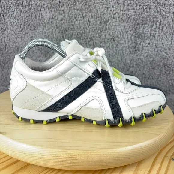 Diesel Cracker Sneaker Womens 8.5 Vintage Y2K Leather White Black Yellow Shoe
