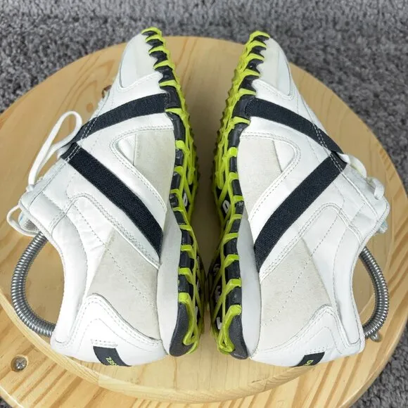 Diesel Cracker Sneaker Womens 8.5 Vintage Y2K Leather White Black Yellow Shoe