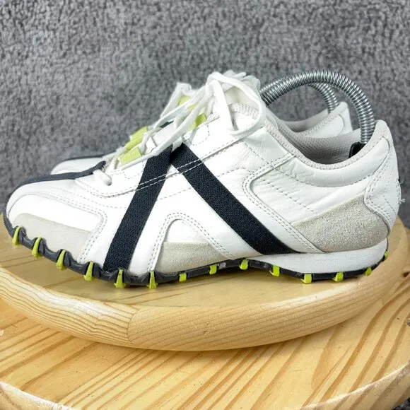Diesel Cracker Sneaker Womens 8.5 Vintage Y2K Leather White Black Yellow Shoe