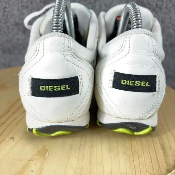 Diesel Cracker Sneaker Womens 8.5 Vintage Y2K Leather White Black Yellow Shoe